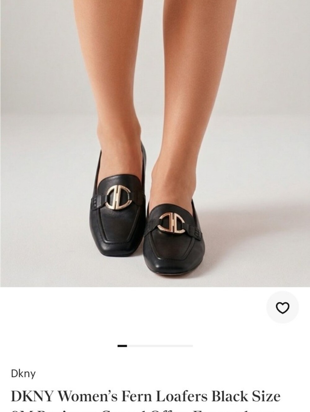 DKNY Black Leather Loafers with Gold-Tone Logo
